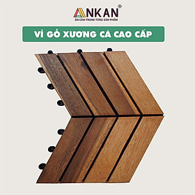 Lót Sàn Ban Công Bằng Vỉ Gỗ Xương Cá Thương Hiệu ANKAN Hàng Chính Hãng Theo Thiết Kế Mới Từ Khách Hàng Mỹ - Gỗ Dày Đế Dẻo Và Màu Bền (Combo 10 Vỉ)