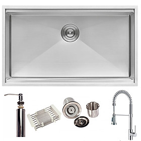 Mua Combo bộ chậu rửa bát 1 hố và vòi lò xo rút dây Hàn Quốc Ranox RN44559