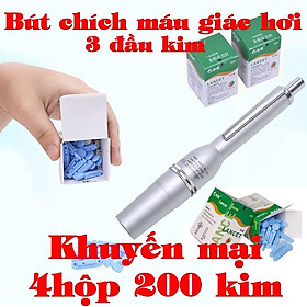 Bút chích máu thử tiểu đường và giác hơi 3 đầu kim (Km 4 hộp 200kim) (Có sẵn)