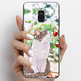 Ốp lưng cho Samsung A8 2018, Samsung A8 Plus nhựa TPU mẫu Mèo trắng