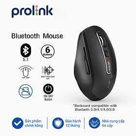 Chuột không dây kết nối Bluetooth PROLiNK PMB8502 (800/1200/1600dpi/6 button) KHÔNG có USB - Hàng chính hãng