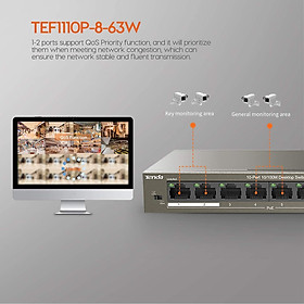 2-Port 10/100Mbps + 8-Port PoE Switch TENDA TEF1110P (63W)- hàng chính hãng