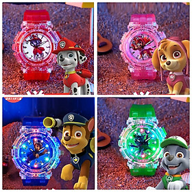 Đồng hồ đội chó cứu hộ Paw Patrol đèn led phát sáng Đồng hồ kim cho bé trai bé gái