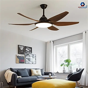 Mua Quạt trần 6 cánh SuperVilighting Hàng chính hãng đèn trang trí trần nhà phòng khách cánh dài SP-118 có điều khiển