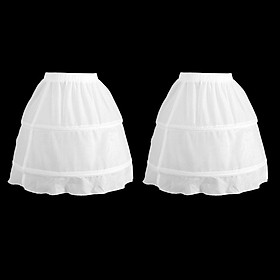 2Pcs Girls 2 Hoop Tulle Wedding Petticoat A-Line Short Underskirt Crinoline