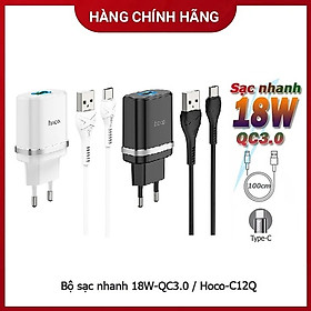 Bộ sạc nhanh Hoco C12Q 18W Type-c Smart hỗ trợ QC3.0 - Hàng chính hãng