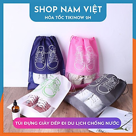 [Loại Dày] Set 2 Túi Vải Đựng Giày, Đồ Du Lịch Đa Năng Có Dây Rút, Chống Thấm Nước