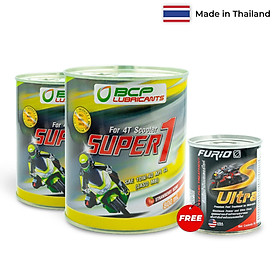 2 Lon nhớt xe tay ga 800mL-SAE 10W40-API SL-JASO MB -Công thức cải tiến - mùi dâu, màu đỏ - Tặng vệ sinh buồng đốt