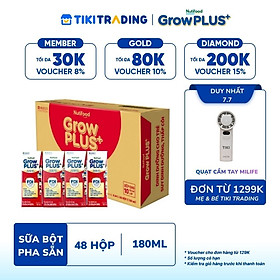 Thùng Sữa Bột Pha Sẵn GrowPLUS+ Suy Dinh Dưỡng (Đỏ) - Tăng Cân, Tăng Chiều Cao (48 Hộp x 180ml)