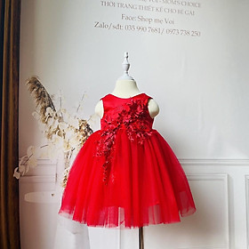 Váy công chúa, đầm công chúa thiết kế cho bé gái màu đỏ rực rỡ cho bé từ 1 đến 10 tuổi tại Mom's Choice