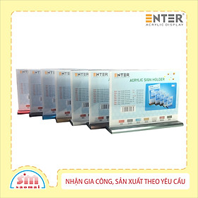 Kệ 2 mặt mica Enter E35 LR 30x21cm đế nhôm A4 ngang