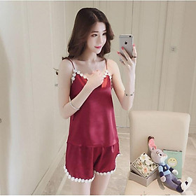 Bộ quần áo Đồ ngủ mặc nhà lụa phi bóng gợi cảm sexy
