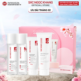 Combo làm sạch thảo dược Sắc Ngọc Khang: Nước tẩy trang 145ml - Sữa rửa mặt 100g - Nước hoa hồng 145ml - Tẩy tế bào chết da mặt 120g