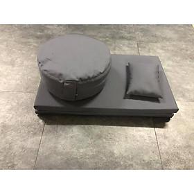 Mua Trọn bộ đệm ngồi thiền Tọa cụ gấp đôi  Bồ đoàn Gối kê tay vải kaki (lam)