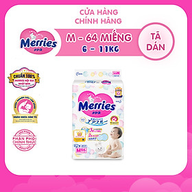 Tã/bỉm dán Merries size M – 64 miếng (Cho bé 6 – 11kg)
