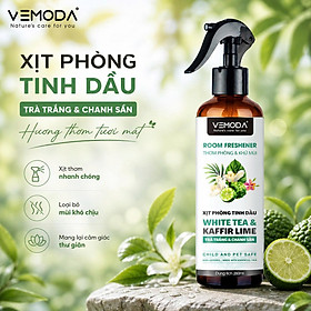 Xịt phòng nước hoa tinh dầu Trà Trắng Vemoda giúp thơm phòng, thanh lọc không khí, thư giãn