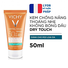 Kem Chống Nắng Không Gây Nhờn Rít Không Màu SPF50  Vichy Capital Soleil SPF50 Face Dry Touch (50ml) -100516689