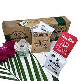 Cà phê sữa dừa phin giấy vikin, hộp 6 gói chuẩn gu từ cà phê hạt.