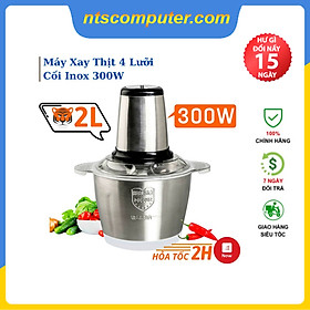 Mua  Hàng L1  Máy xay thịt đa năng 300W  nút inox  cối Inox 304   4 lưỡi  dung tích 2L