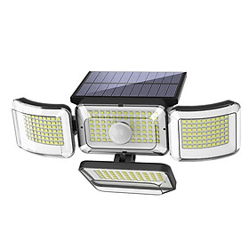 Solar Light Outdoor 288 LED Solar Sensor Lamp 4 Heads Adjustable Motion Sensor Lights 3 Mode Solar Light IP65 Waterproof