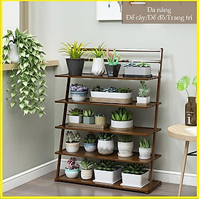 Kệ giày, kệ để cây đa năng màu óc chó 4 tầng 80x24x78