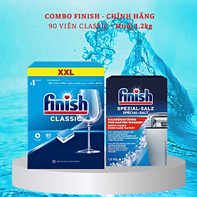 Combo viên rửa bát finish 110 viên + muối rửa bát finish 1,5kg dùng cho máy rửa bát