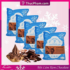 Combo 5 Gói Bột Làm Kem Tươi ThucPham.Com Vị Chocolate- Túi 1kg - Được Chứng Nhận HTQL An Toàn Thực Phẩm ISO 22000:2018