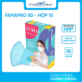 [HỘP - FAMAPRO 5D MASK] - Khẩu trang y tế kháng khuẩn 3 lớp Famapro 5D Mask (10 cái/ hộp)