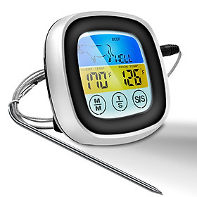 Máy đo nhiệt độ thức ăn , nhiệt kế thức ăn với màn hình LCD màu nhạy-Màu đen