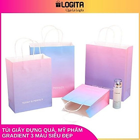 Nơi bán Túi Giấy Đựng Quà, Túi Giấy Đựng Mỹ Phẩm Hiệu Ứng Gradient 3 Màu Siêu Đẹp - Size Lớn 30,5x25x11cm - Giá Từ -1đ