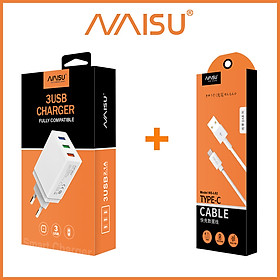 Mua Bộ sạc nhanh  Naisu 3 cổng USB  cáp sạc tùy chọn  hỗ trợ đệm điện thoại IOS Android  NS-3U ID – 1815 - Hàng nhập khẩu
