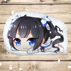 Gấu ôm hestia damachi 2 mặt ảnh 22x50cm/Gối ngủ anime hestia damachi