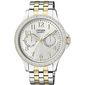 Đồng Hồ Citizen Nữ Đính Đá Swarovski Dây Kim Loại Pin-Quartz ED8114-57A - Mặt Trắng (38mm)