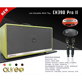 Loa kéo di động karaoke chất lượng cao Aurec CH 390 Pro II (300W) - Hàng chính hãng