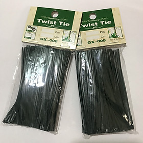 Combo 2 Dây buộc đồ đa năng Twist Tie GX-810 200 sợi dây 10 cm, Dây nhựa, lõi kẽm buộc Lan Dây leo