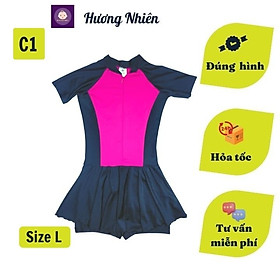 Đồ bơi cho bé gái kín đáo liền thân từ 29-44kg- dạng quần và váy chất vải polyester