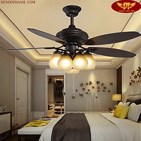 Mua Quạt trần đèn hiện đại phòng khách êm gió không ồn  đèn led 3 chế độ sáng hiện đại DDT
