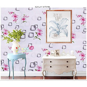 Mua Combo 10M decal giấy dán tường Ô Vuông Hoa Ly Hồng (10mx0.45m).