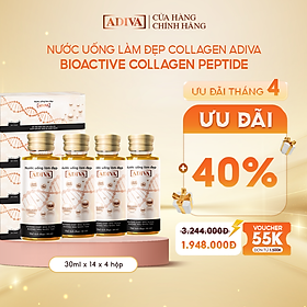 Combo 4 Hộp Nước Uống Làm Đẹp Collagen ADIVA Tem Trắng (14 Chai/Hộp)- Giúp Làn Da Săn Chắc, Ảm Mịn Và Căng Bóng