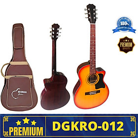 Đàn guitar acoustic DGKRO-012 dáng A khuyết màu đẹp âm thanh tốt có ty chống cong cần dành cho bạn mới tập