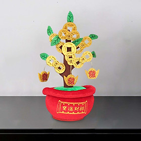 New Year Money Tree Fabric Lucky Tree Stuffed Potted Ornament for Indoor Spring Festival Decor