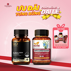 Bộ Sản Phẩm Tăng Chiều Cao: Viên uống Canxi hữu cơ New Zealand Nutri Seaweed Calcium 60 Viên và GO MULTI TEEN EVERYDAY