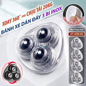 Mua COMBO 4 Bánh Xe Mini Bi Thép Gắn Tủ Kệ Nội Thất Dán Đáy Thùng Rác Hộp Để Đồ Keo Siêu Dính Di Chuyển Đồ Đạc
