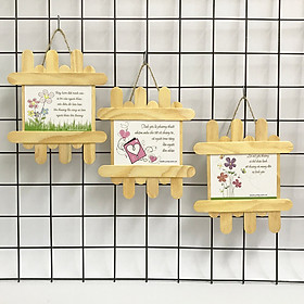 Quà tặng động viên tranh treo handmade (mỗi tranh có thông điệp khác nhau) - Bộ 3 tranh so le chủ đề hoa với những thông điệp yêu thương
