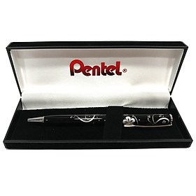 Bút bi kim loại nắp vặn cao cấp - hoa đen - mực xanh - pentel b811a1-c