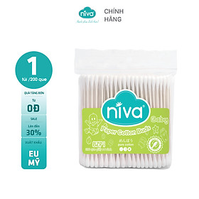 Tăm Bông NIVA Dành Cho Trẻ Em Túi Zipper 200 Que Giấy Bzp1