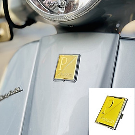 Logo Vespa P Màu Vàng Cho Xe Vespa Kèm Đế