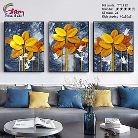 Mua Tranh sơn dầu số hoá tự tô màu Gam TT1112 40x50cm x 3 bức bộ 3 bức căng sẵn khung