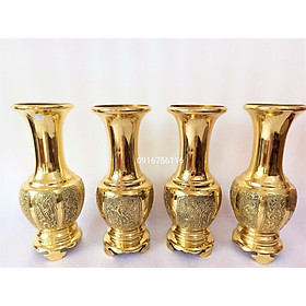 Mua Lọ hoa  bình bông đồng chạm Tùng Cúc Trúc Mai 36cm nặng 2.6kg