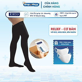 Vớ y khoa đùi Hỗ Trợ Điều Trị suy giãn tĩnh mạch chân JOBST Relief chuẩn áp lực 20-30mmHg (đen, kín ngón) (tất y khoa)